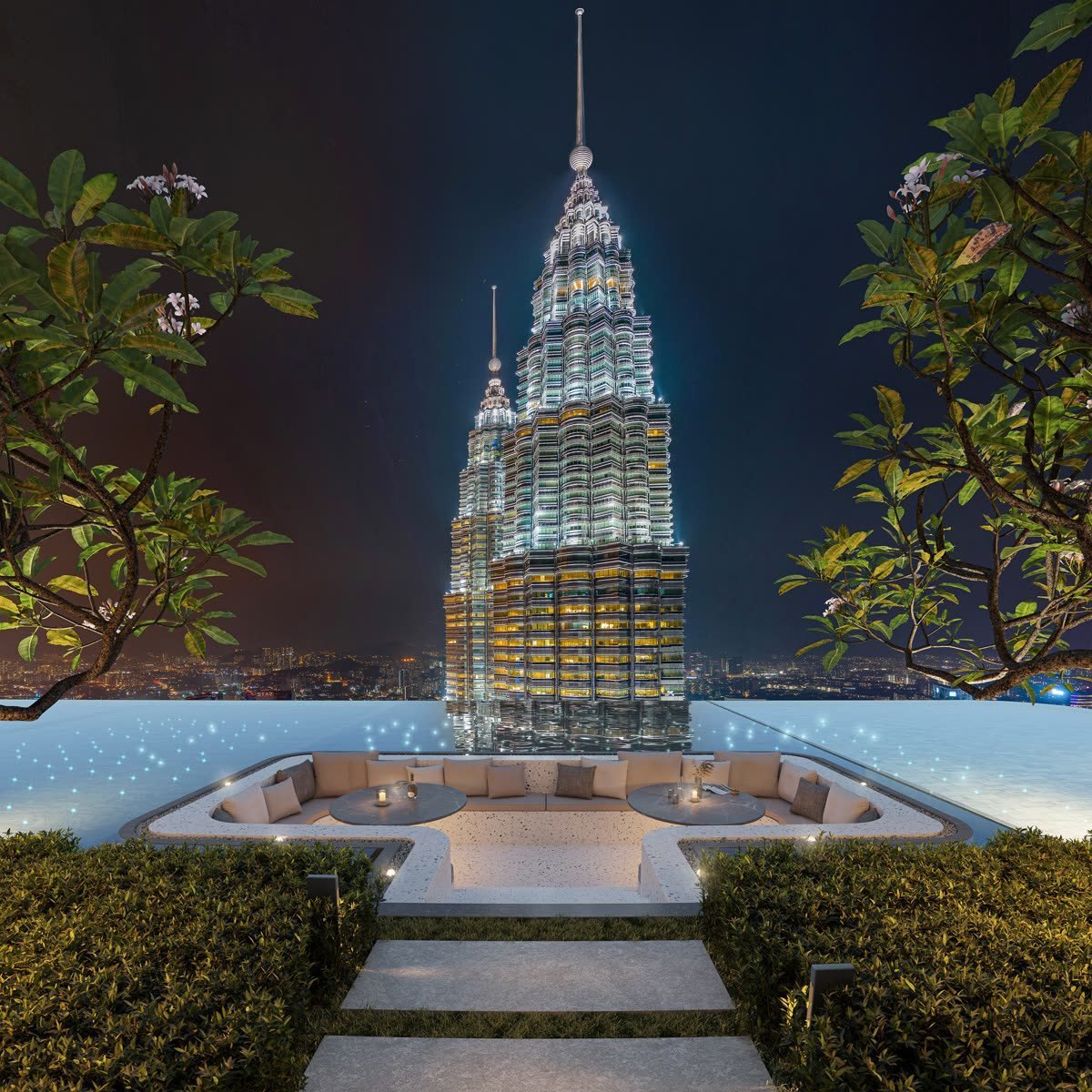 CloutHaus KLCC rooftop swimming pool facility render