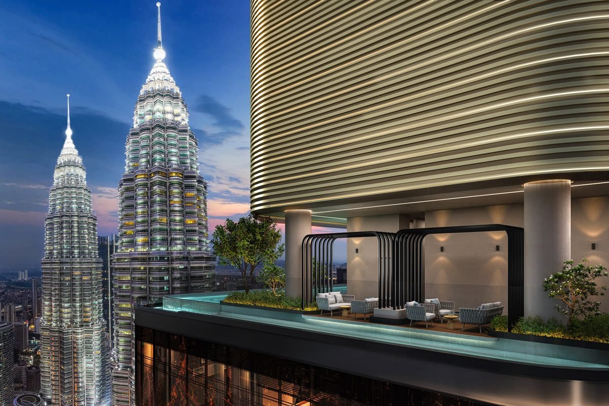 CloutHaus KLCC trellis lounge seating area render