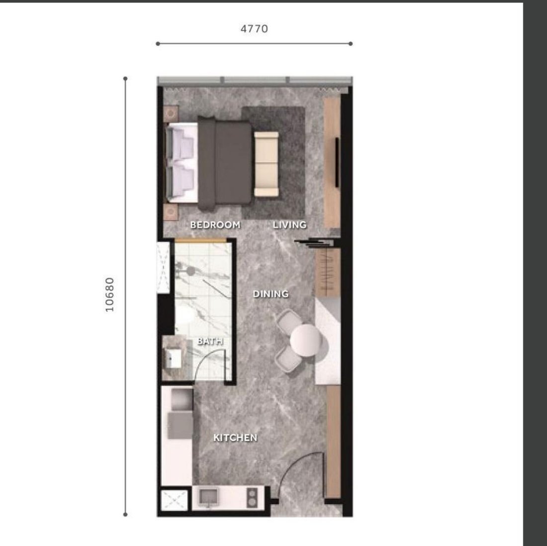 CloutHaus KLCC Type C D E F floor plan, 549 square feet, 1 bedroom 1 bathroom
