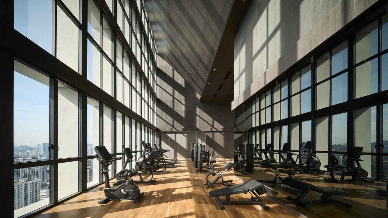Residents gymnasium with city view