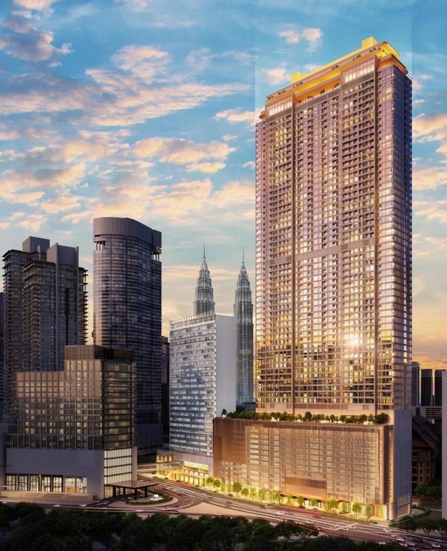 Pavilion Square tower with the Petronas Twin Towers in the background