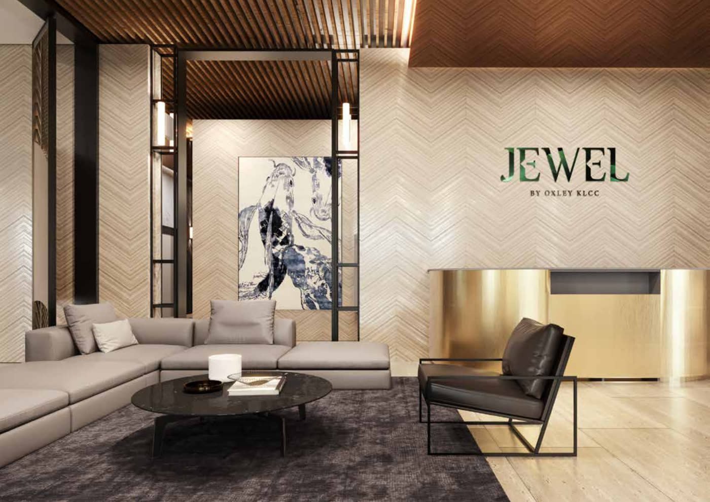 Residence lobby lounge interior render