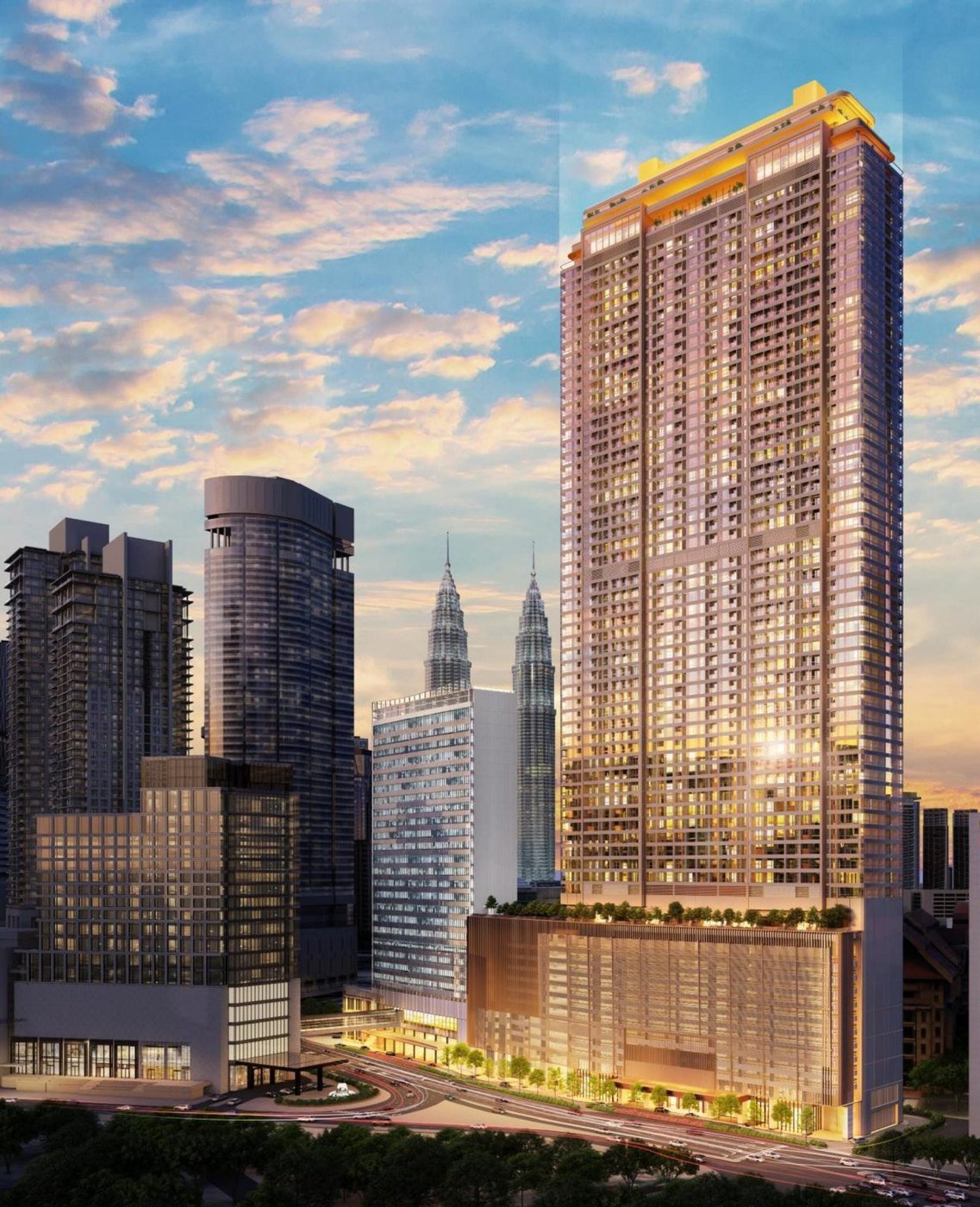 Pavilion Square tower facade above Jalan Raja Chulan